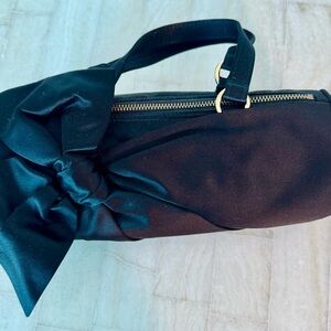 VALENTINO GARAVANI black satin bow adorable evening bag, original dust bag